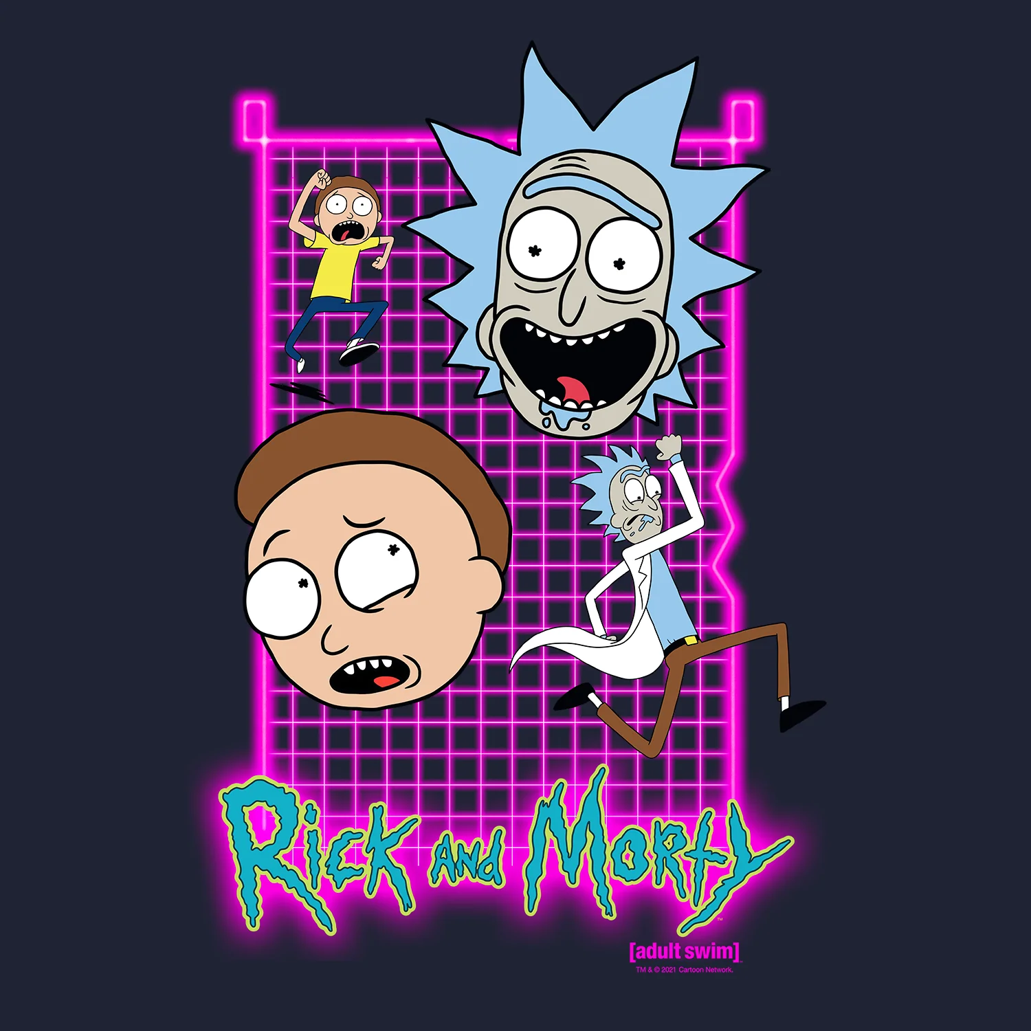 Rick and Morty - Neon Grid Tee - Image 2